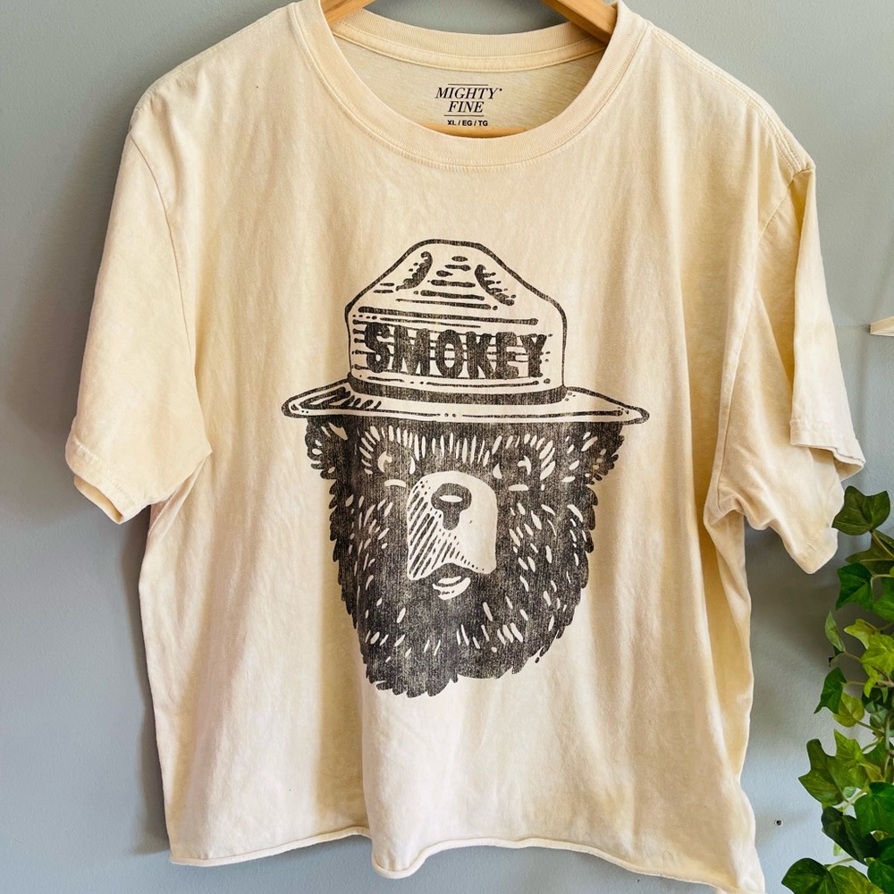 Yellow Smoky the Bear Crop Top Size XL